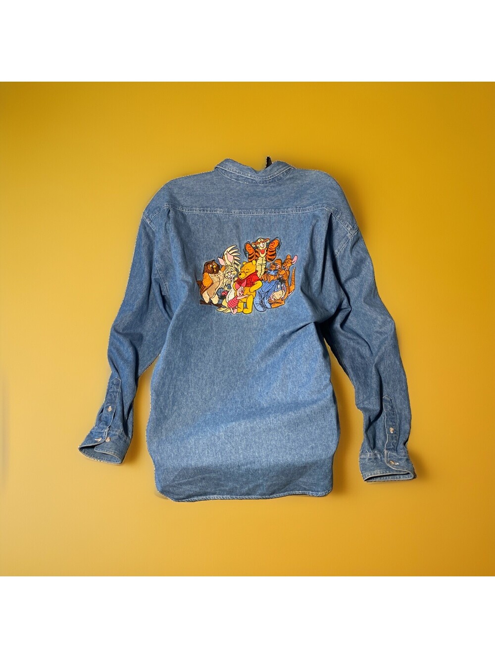 Vintage Disney Store Winnie The Pooh And Friends Denim Long Sleeve Shirt XL Jean